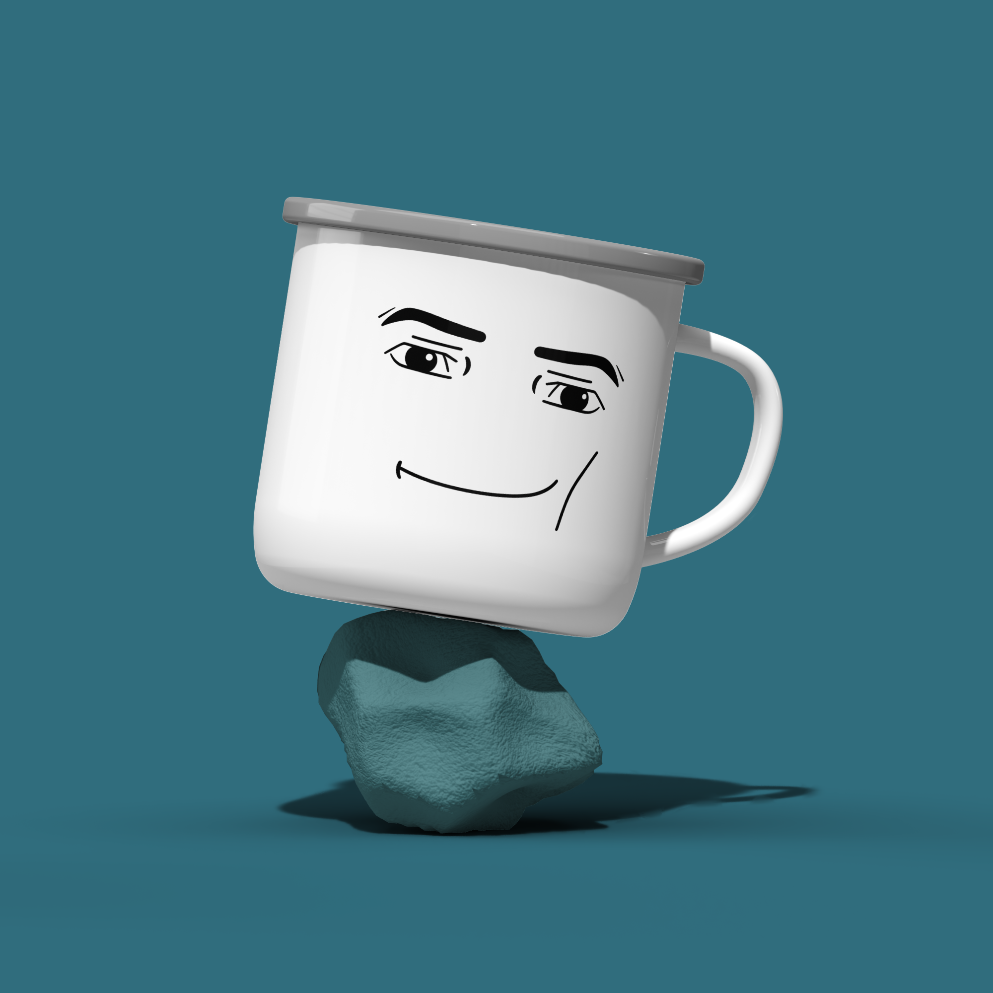 Smiley Face Enamel Camping Mug - Perfect for Outdoor Adventures, Gifts for Campers, Hiking, RV Trips, and Coffee Lovers