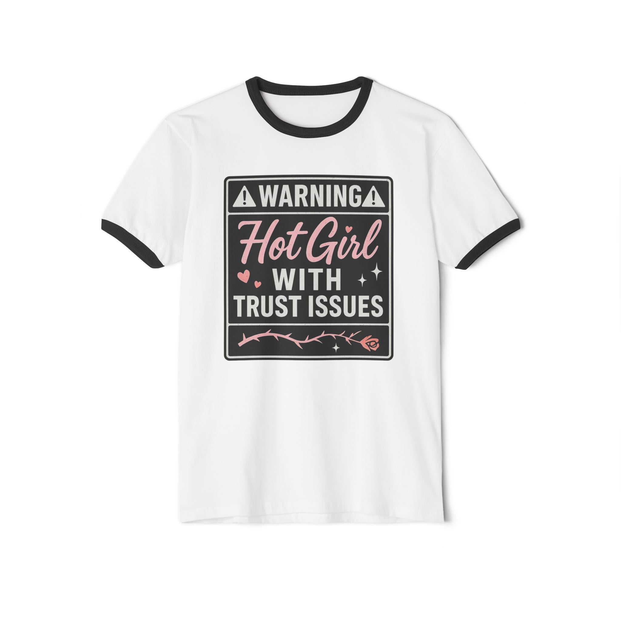 Warning Hot Girl Ringer T-Shirt - Fun Graphic Tee, Casual Fashion, Gift for Her, Birthday Gift, Statement Tee